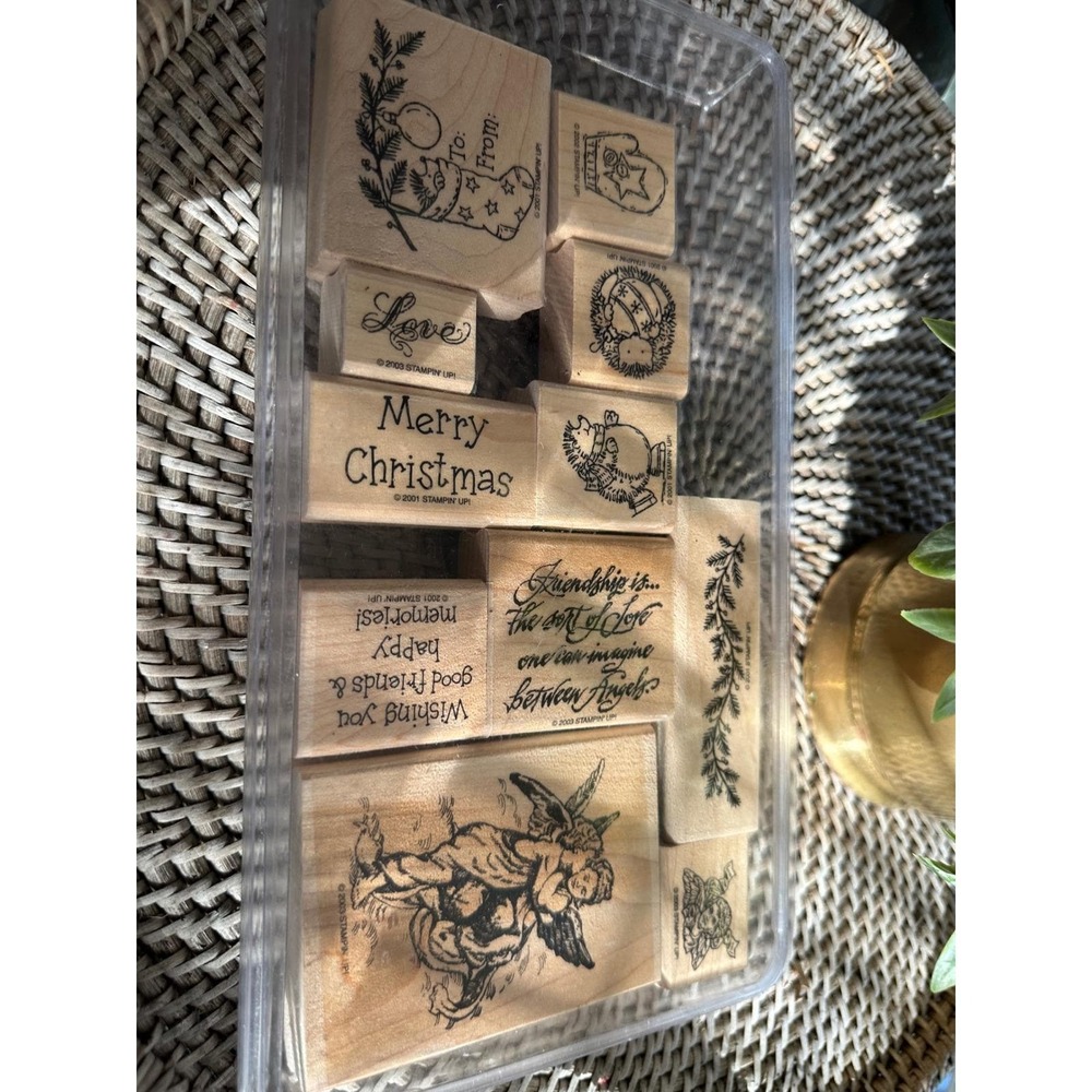 Stampin Up Christmas Rubber‎ Stamp Set Wood Mounted Angel holiday 11p 2001/2003